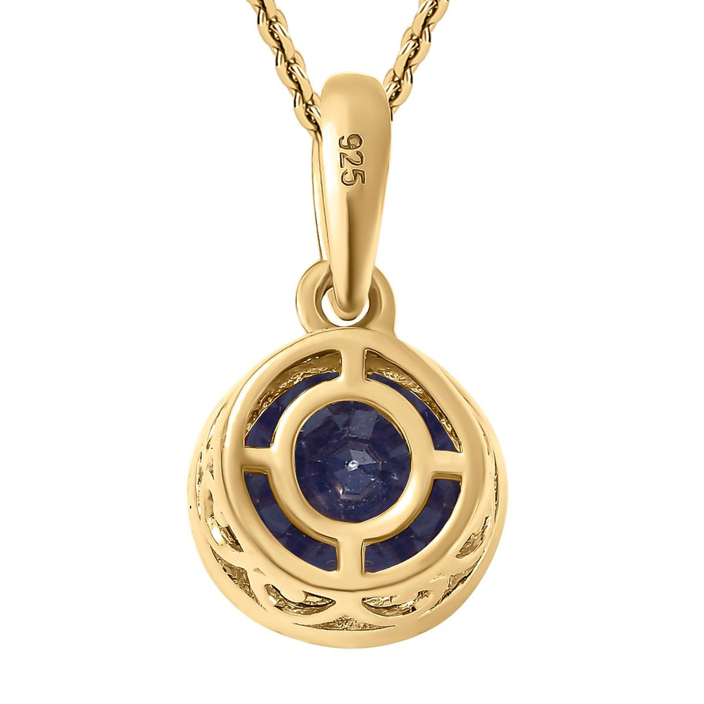 Masoala Saphir (Fissure gefüllt) Anhänger mit Kette, 925 Silber Gelbgold Vermeil ca. 2.88 ct