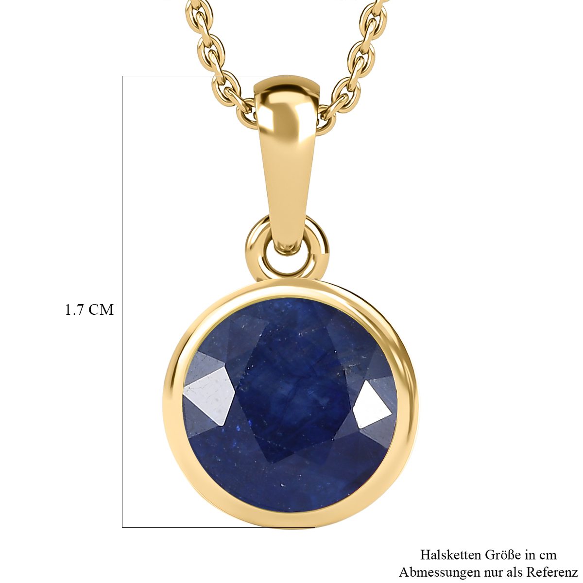 Masoala Saphir (Fissure gefüllt) Anhänger mit Kette, 925 Silber Gelbgold Vermeil ca. 2.88 ct
