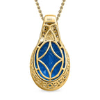Karibik Quarz, weißer Zirkon Anhänger mit Kette, 925 Silber vergoldet, ca. 19.20 ct