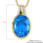 Karibik Quarz, weißer Zirkon Anhänger mit Kette, 925 Silber vergoldet, ca. 19.20 ct