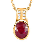 Afrikanischer Rubin (Fissure gefüllt), Weißer Zirkon Schmuckset 925 Silber vergoldet ca. 2.41 ct