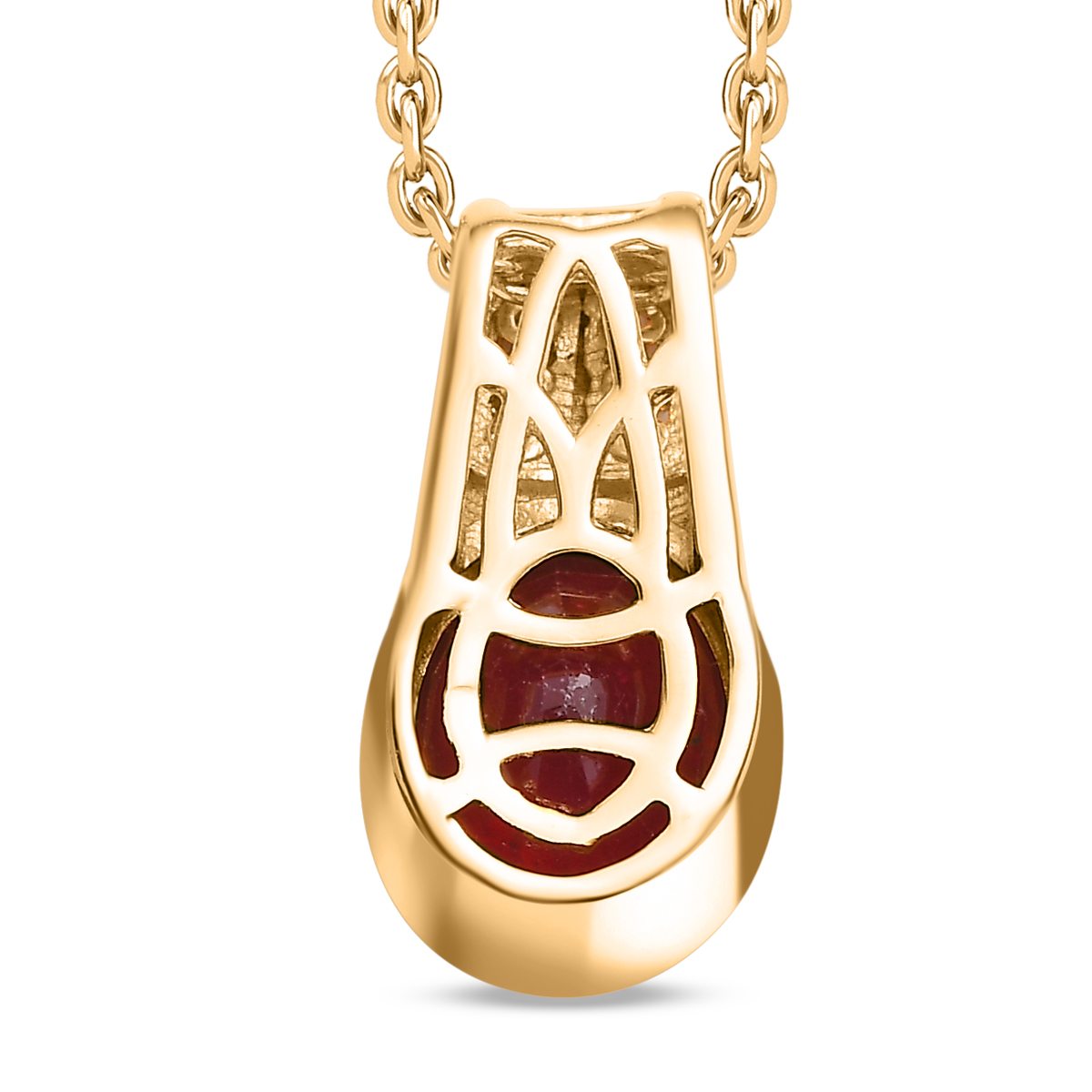 Afrikanischer Rubin (Fissure gefüllt), Weißer Zirkon Schmuckset 925 Silber vergoldet ca. 2.41 ct