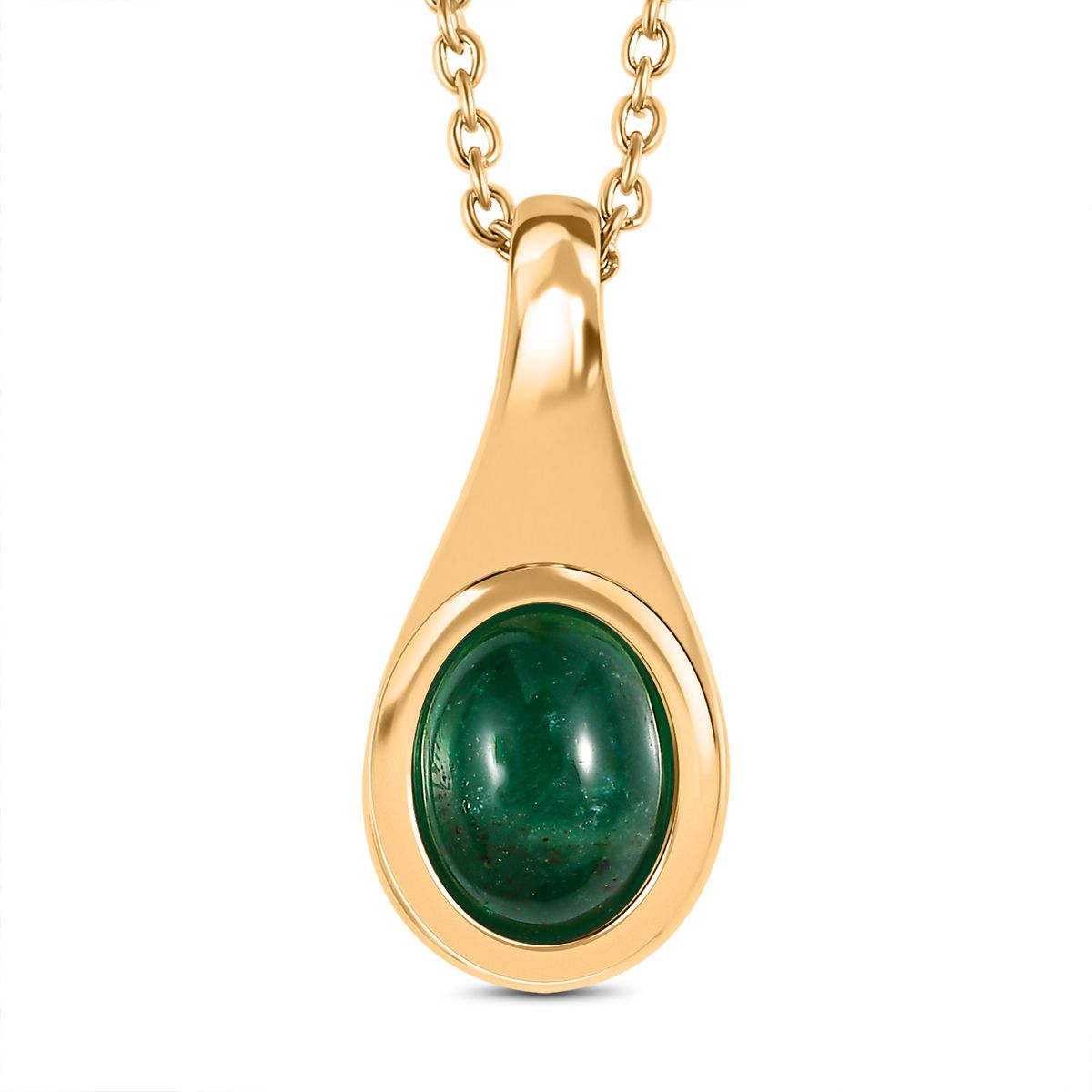 Kagem Sambischer Smaragd Anhänger mit Kette, 925 Silber Gelbgold Vermeil ca. 2.00 ct