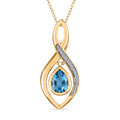Schweizer Blautopas, weißer Zirkon Anhänger mit Kette, 925 Silber Gelbgold Vermeil, ca. 1.46 ct