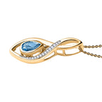 Schweizer Blautopas, weißer Zirkon Anhänger mit Kette, 925 Silber Gelbgold Vermeil, ca. 1.46 ct