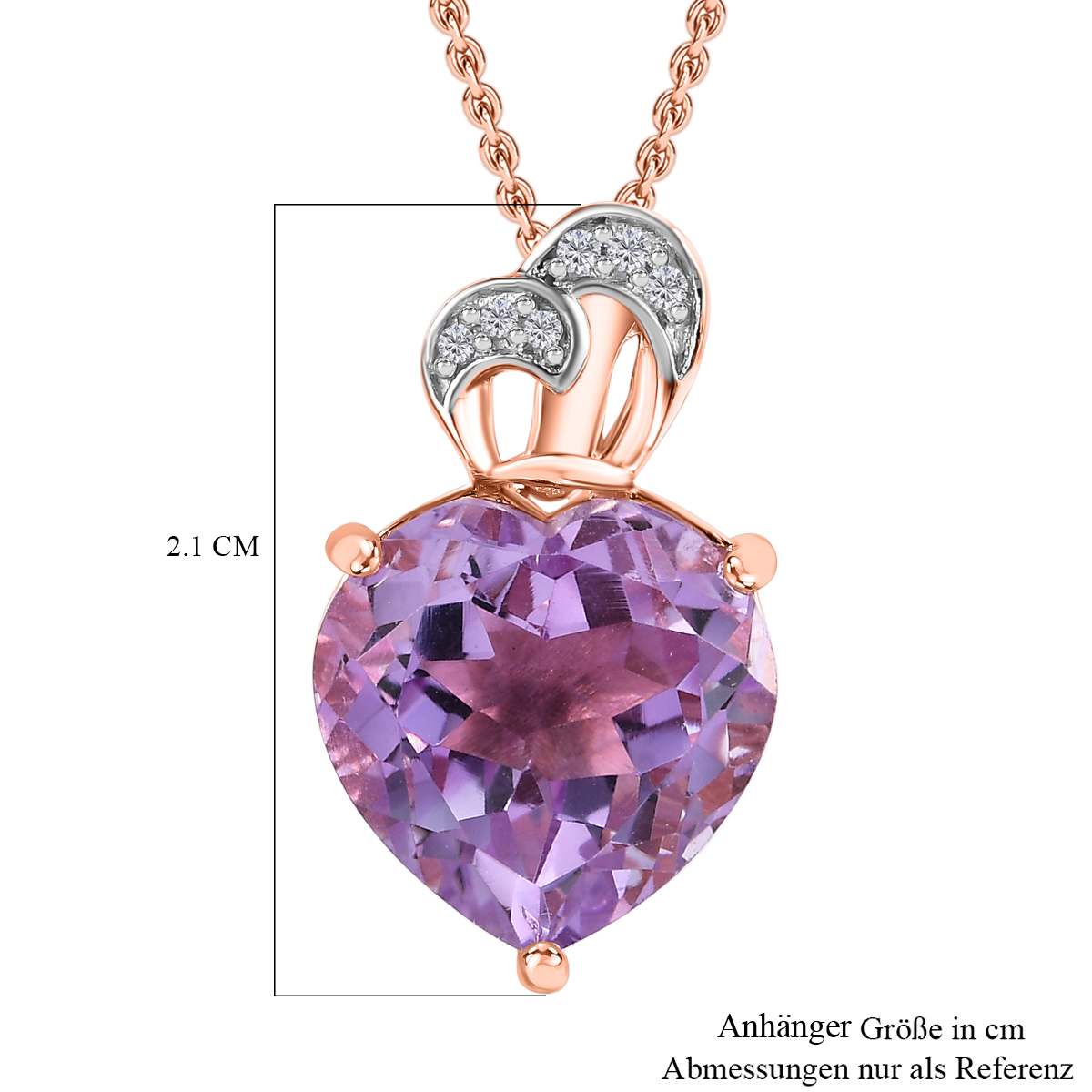 GP Amore Kollektion - Rose de France Amethyst und Kanchanaburi blauer Saphir-Anhänger mit Kette, ca. 50 cm, 925 Silber Roségold Vermeil ca. 6.24 ct