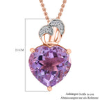 GP Amore Kollektion - Rose de France Amethyst und Kanchanaburi blauer Saphir-Anhänger mit Kette, ca. 50 cm, 925 Silber Roségold Vermeil ca. 6.24 ct