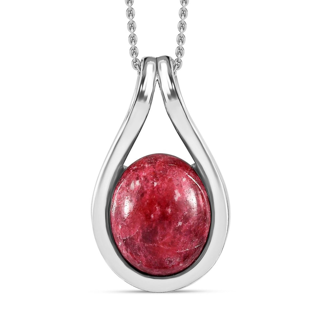 AA Norwegischer Thulit Anhänger mit Kette, 925 Silber platiniert, ca. 4.27 ct