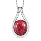 AA Norwegischer Thulit Anhänger mit Kette, 925 Silber platiniert, ca. 4.27 ct