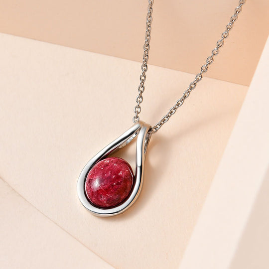AA Norwegischer Thulit Anhänger mit Kette, 925 Silber platiniert, ca. 4.27 ct