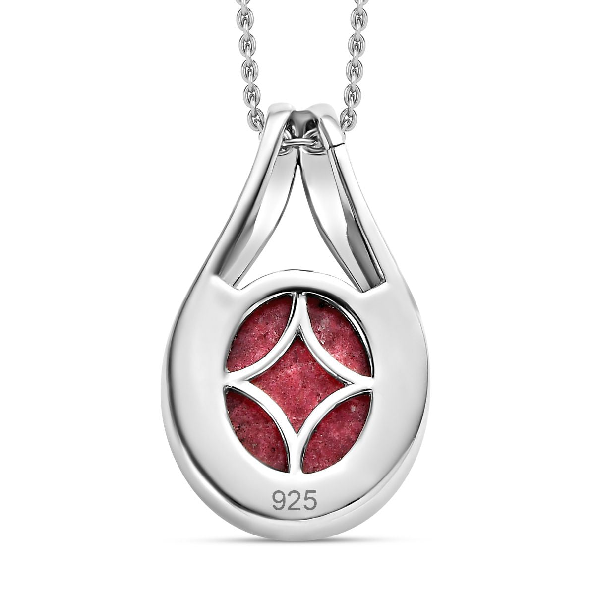 AA Norwegischer Thulit Anhänger mit Kette, 925 Silber platiniert, ca. 4.27 ct