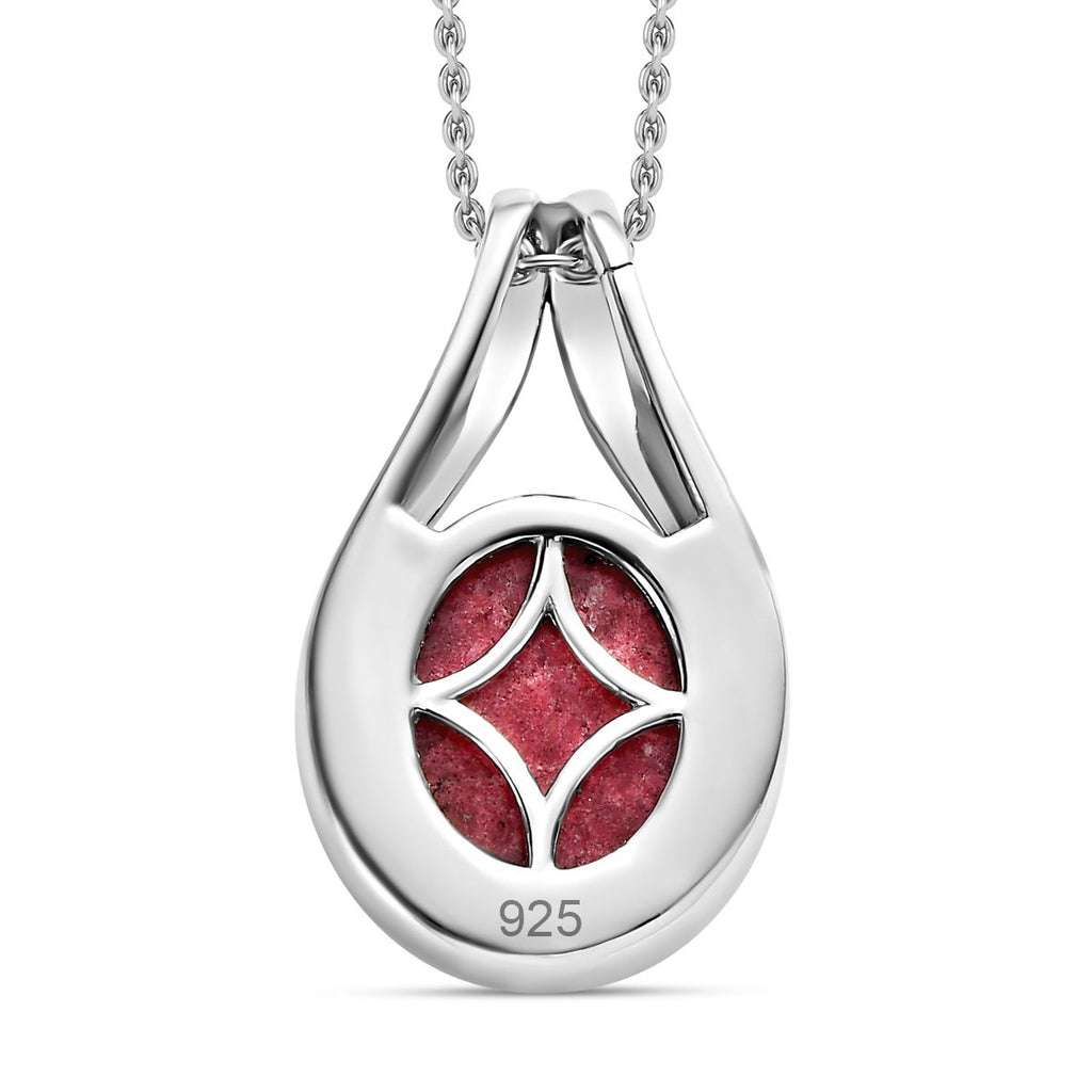 AA Norwegischer Thulit Anhänger mit Kette, 925 Silber platiniert, ca. 4.27 ct