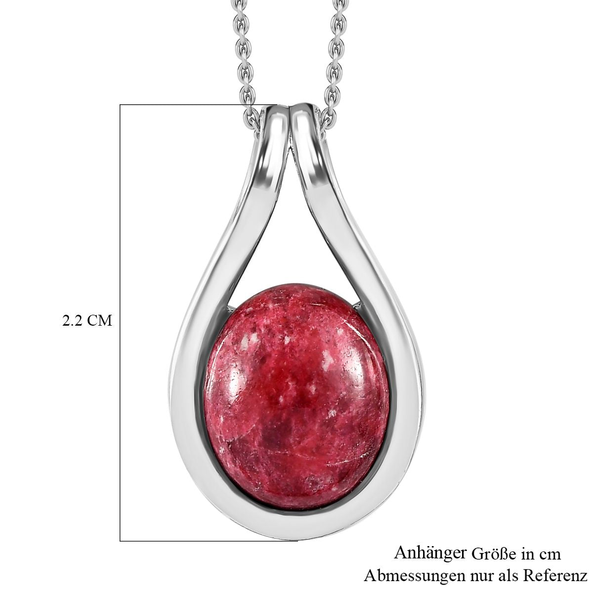 AA Norwegischer Thulit Anhänger mit Kette, 925 Silber platiniert, ca. 4.27 ct