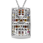 Mehrfarbig Saphir Anhänger mit Kette, 925 Silber platiniert ca. 3.87 ct