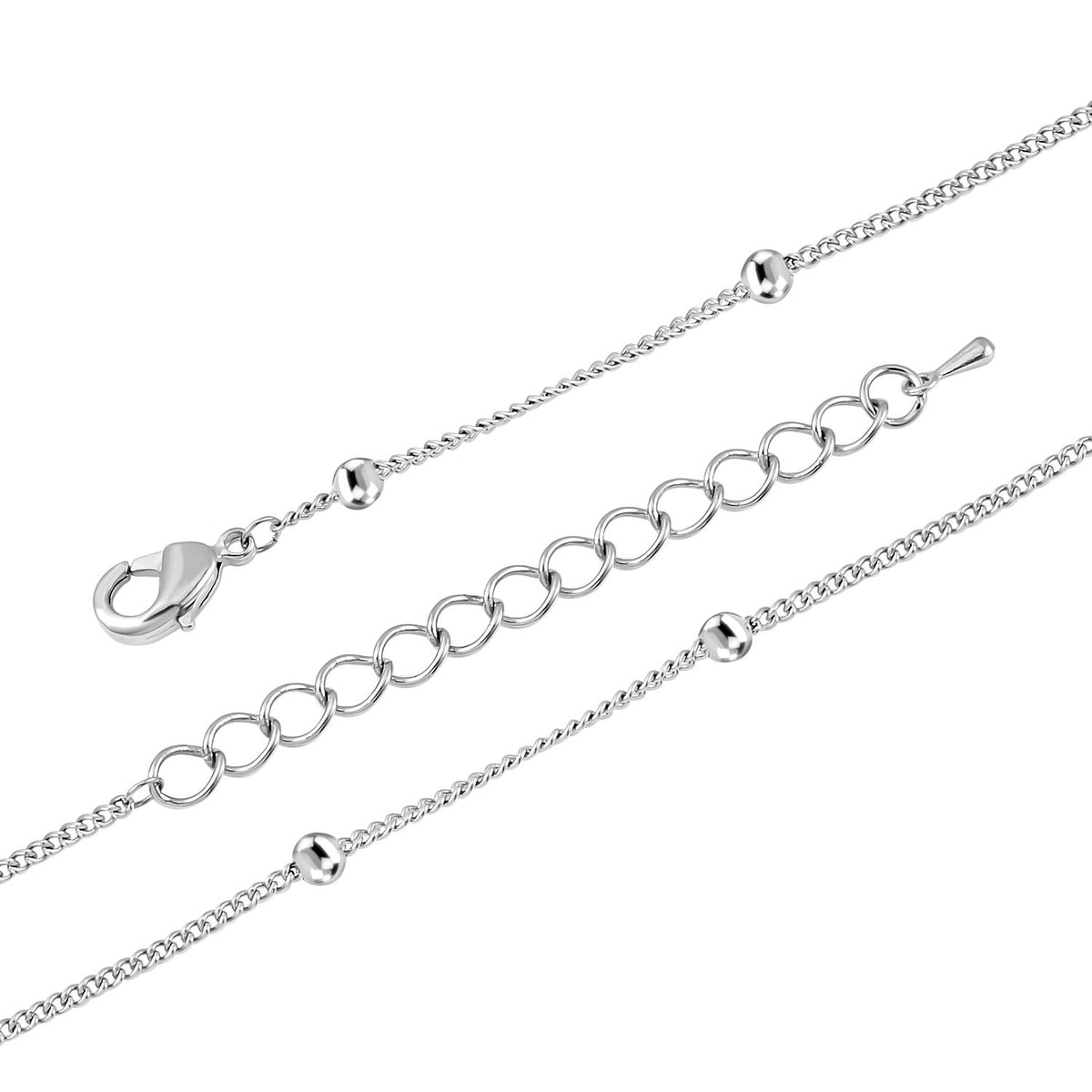 Schwarz-weißer Kristall Hund Kette mit beweglichem Anhänger, silberfarben