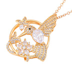 Kolibri Zirkonia Anhänger mit Kette, goldfarben