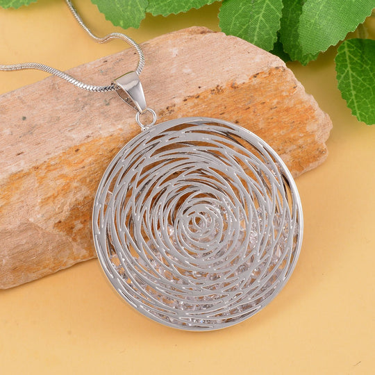 Glitzernde Designer Kristall Anhänger mit Kette, silberfarben