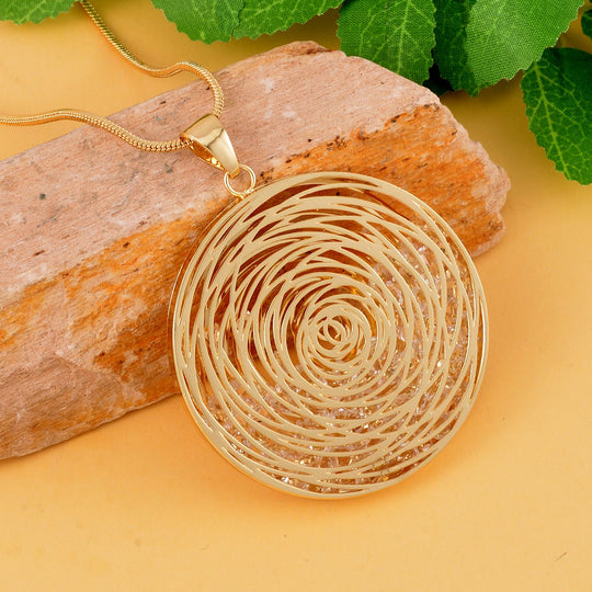 Glitzernde Designer Kristall Anhänger mit Kette, goldfarben