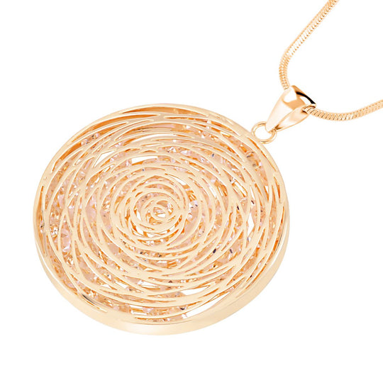 Glitzernde Designer Kristall Anhänger mit Kette, goldfarben