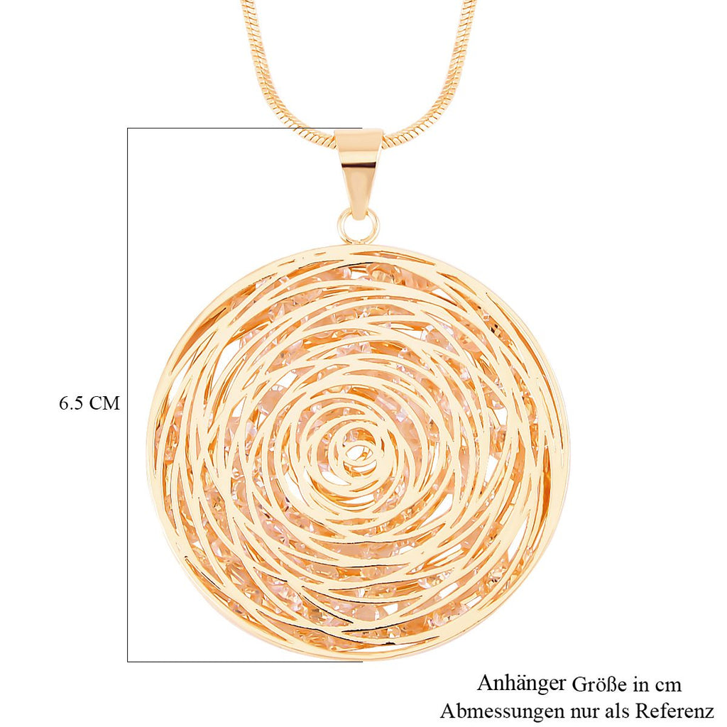 Glitzernde Designer Kristall Anhänger mit Kette, goldfarben