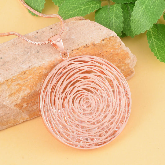 Glitzernde Designer Kristall Anhänger mit Kette, roséfarben
