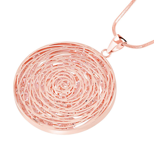 Glitzernde Designer Kristall Anhänger mit Kette, roséfarben