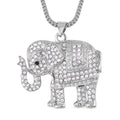 Weißer und schwarzer Kristall-Elefant-Anhänger mit Kette in Silberton, 73 cm