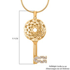 Weißer Kristall Schlüssel Anhänger mit Kette, goldfarben