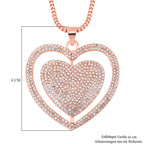 Kristall Glitzerndes Herz Anhänger mit Kette, roséfarben