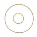 2er Set - Weißer Kristall Halskette und Armband, goldfarben