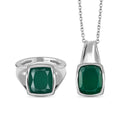 3er Set - Grüner Onyx Anhänger mit Kette und Ring, Edelstahl ca. 9.91 ct