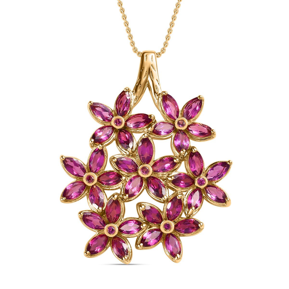 GP Italienische Garten Kollektion - Rhodolith Granat, Kanchanaburi Blauer Saphir Anhänger mit Kette, 925 Silber Gelbgold Vermeil, ca. 6.47 ct