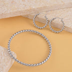 2er Set - Gedrehte Armreif und Ohrringe, 316L Edelstahl