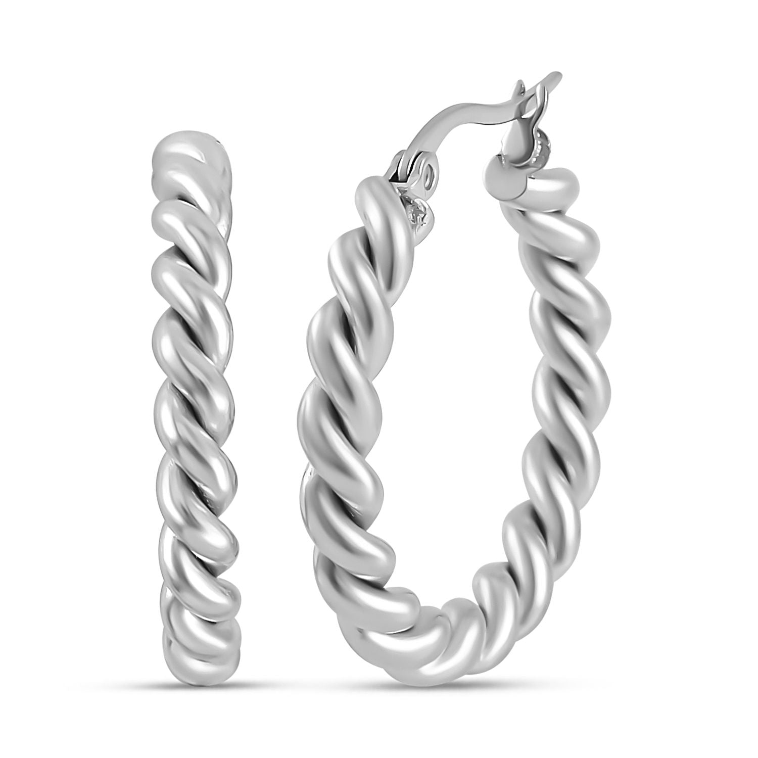 2er Set - Gedrehte Armreif und Ohrringe, 316L Edelstahl