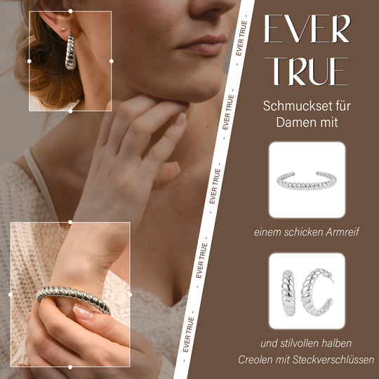 Designer Inpirierte gedrehte Armreif und Creolen, goldfarben