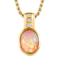 Natürlicher, äthiopischer Welo Opal und Zirkon-Anhänger mit Kette - 1,32 ct.