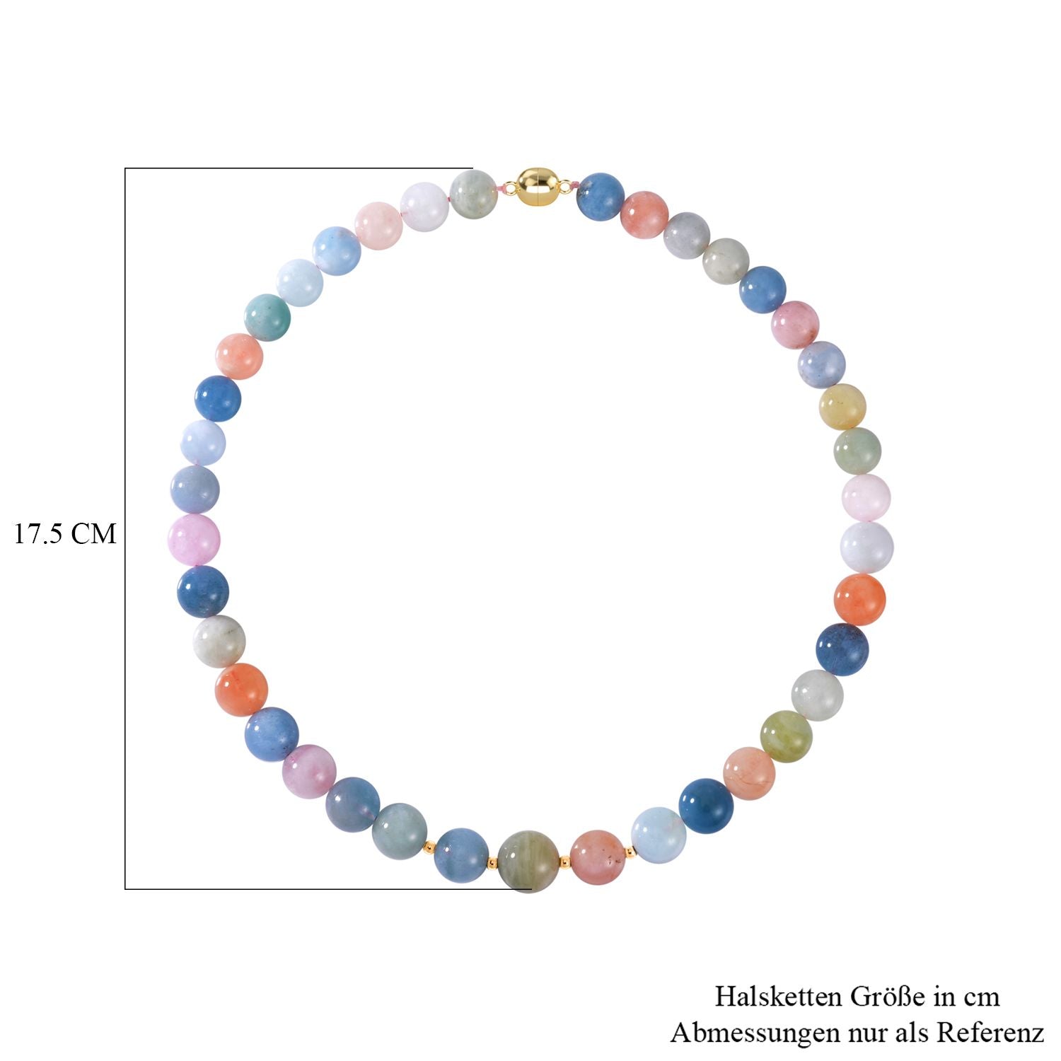 2er Set -Mehrfarbiger Beryll Halskette (ca. 50 cm) und Ohrringe, 925 Silber vergoldet ca. 502.25 ct