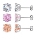 3er Set, Weißer Zirkonia, Rosa Zirkonia Schmuckset 925 Silber rhodiniert ca. 1.00 ct