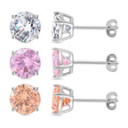 3er Set, Weißer Zirkonia, Rosa Zirkonia Schmuckset 925 Silber rhodiniert ca. 1.00 ct