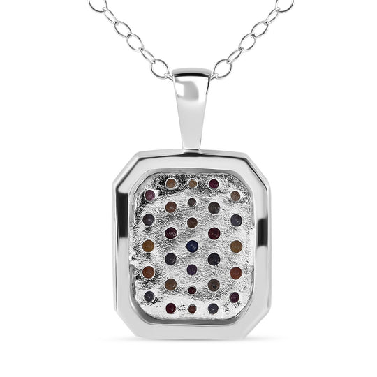 AA Regenbogen Saphir Anhänger mit Kette, 925 Silber platiniert ca. 1.57 ct