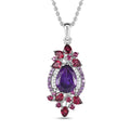 AA afrikanischer Amethyst, Rhodolith Granat und Zirkon-Anhänger mit 50cm Kette - 9,19 ct.