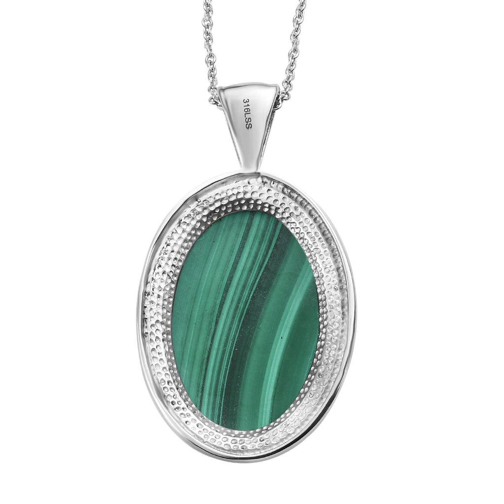 Malachit Anhänger mit Kette, Edelstahl ca. 38.74 ct