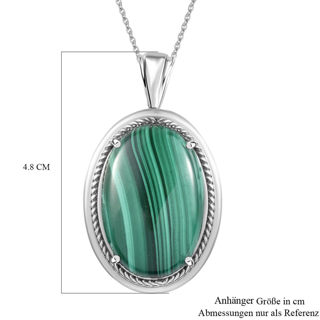 Malachit Anhänger mit Kette, Edelstahl ca. 38.74 ct