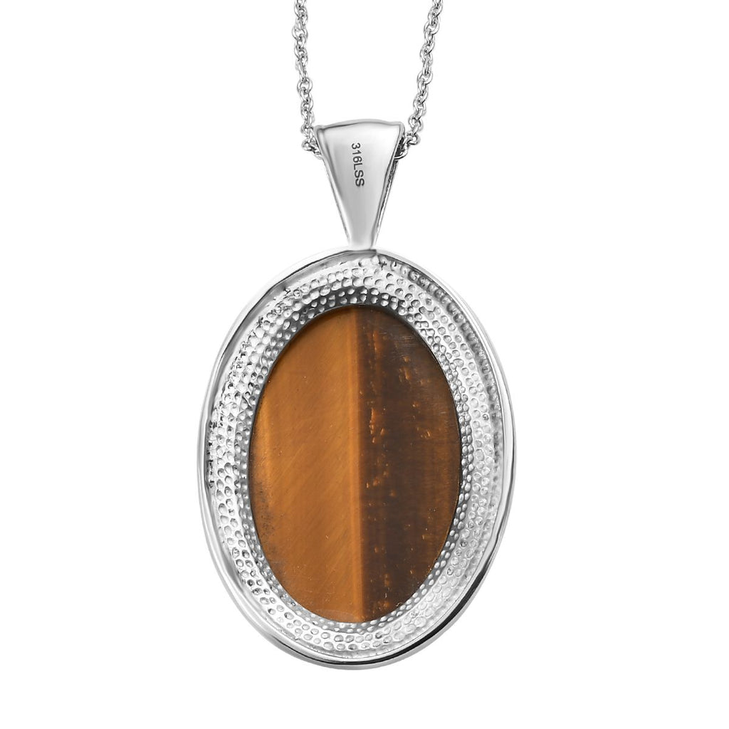 Tigerauge Schmuckset  Edelstahl ca. 33.24 ct