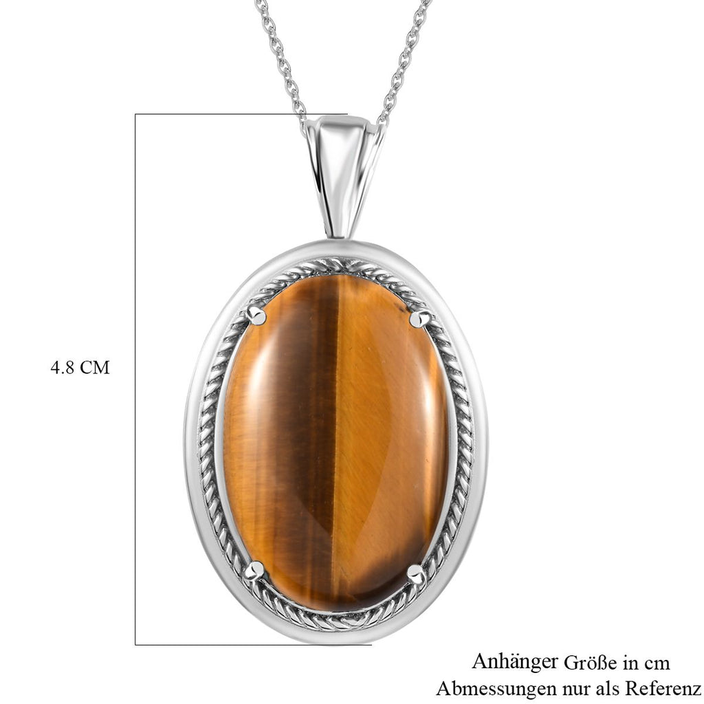 Tigerauge Schmuckset  Edelstahl ca. 33.24 ct