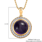 Afrikanischer Amethyst, Weißer Zirkon Anhänger mit Kette, 925 Silber vergoldet ca. 8.86 ct