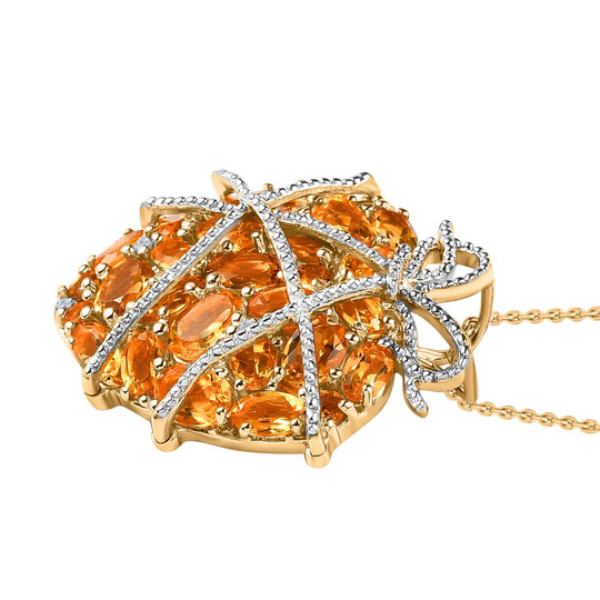 GP Amore Kollektion, Citrin Anhänger mit Kette, 925 Silber vergoldet ca. 7.41 ct