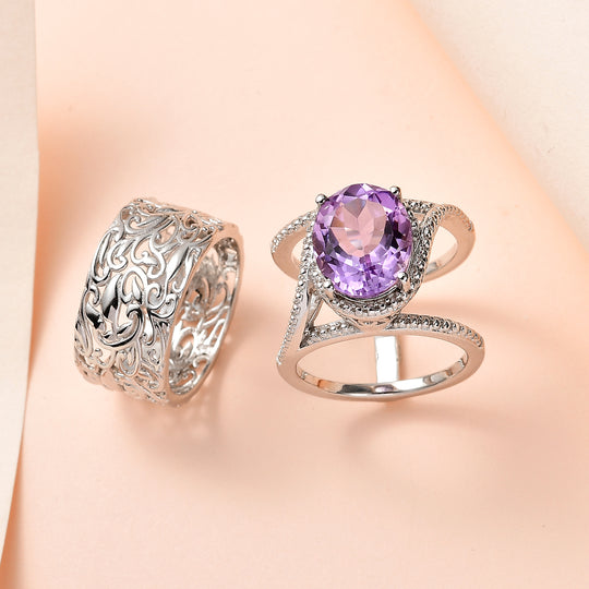 Mashamba Amethyst Ring, platiniert, ca. 4.39 ct