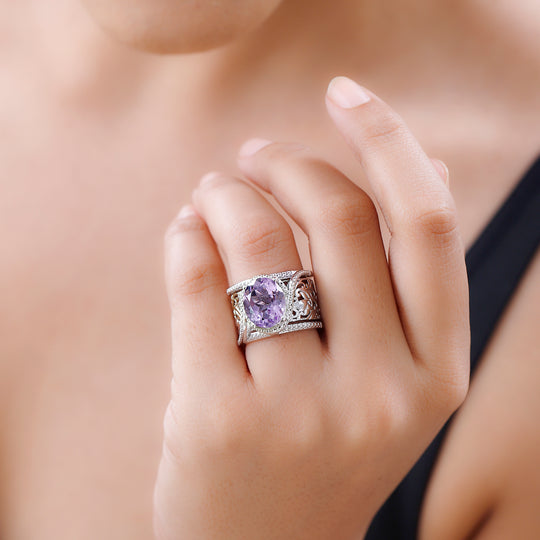Mashamba Amethyst Ring, platiniert, ca. 4.39 ct