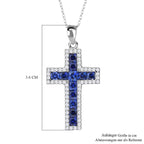 LUSTRO STELLA - Blauer Zirkonia Anhänger mit Kette, 925 Silber rhodiniert ca. 2.78 ct